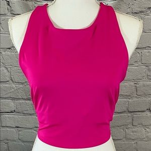 NWOT Women's Champion Cropped Fitted Tank Bubbly Pink LARGE